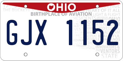 OH license plate GJX1152