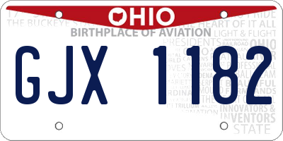 OH license plate GJX1182