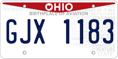 OH license plate GJX1183
