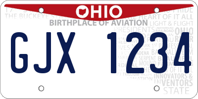 OH license plate GJX1234