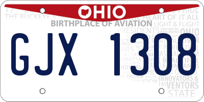 OH license plate GJX1308