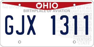 OH license plate GJX1311