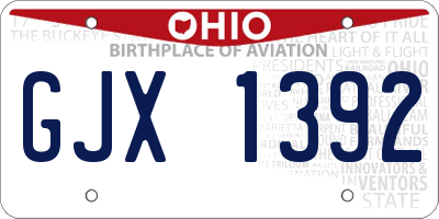 OH license plate GJX1392