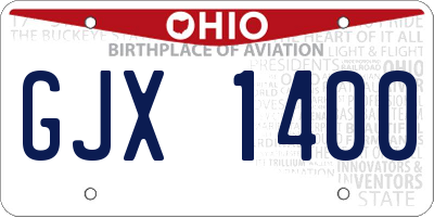 OH license plate GJX1400