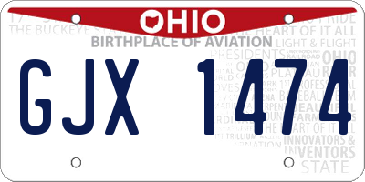 OH license plate GJX1474