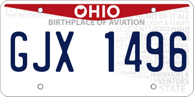 OH license plate GJX1496