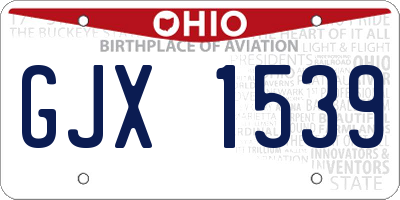 OH license plate GJX1539