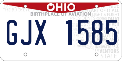 OH license plate GJX1585