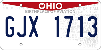 OH license plate GJX1713