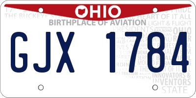 OH license plate GJX1784
