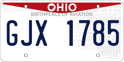 OH license plate GJX1785