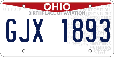 OH license plate GJX1893