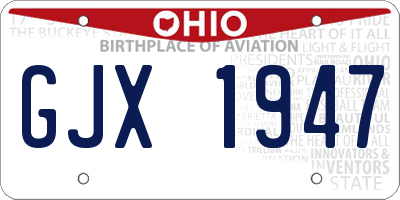 OH license plate GJX1947
