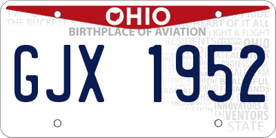 OH license plate GJX1952