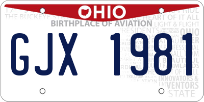OH license plate GJX1981