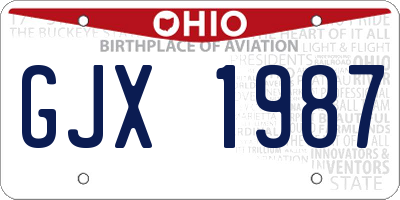 OH license plate GJX1987