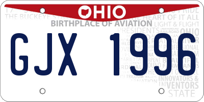 OH license plate GJX1996