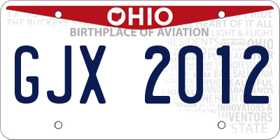 OH license plate GJX2012