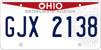 OH license plate GJX2138