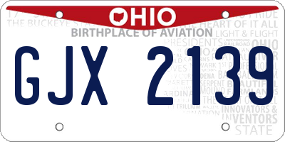 OH license plate GJX2139