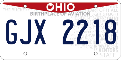 OH license plate GJX2218
