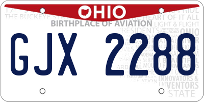 OH license plate GJX2288