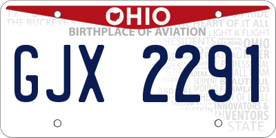 OH license plate GJX2291