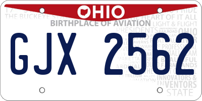 OH license plate GJX2562
