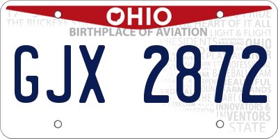 OH license plate GJX2872