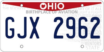 OH license plate GJX2962