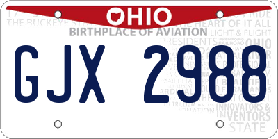 OH license plate GJX2988