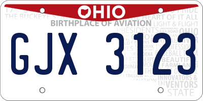 OH license plate GJX3123