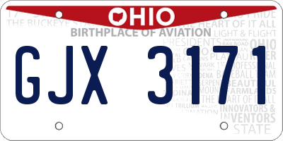 OH license plate GJX3171
