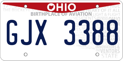 OH license plate GJX3388