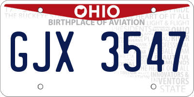 OH license plate GJX3547