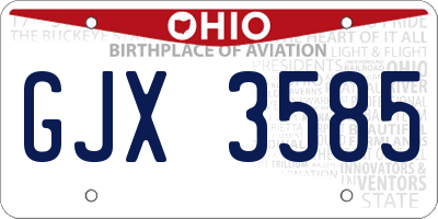 OH license plate GJX3585