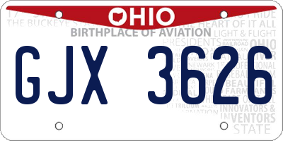 OH license plate GJX3626