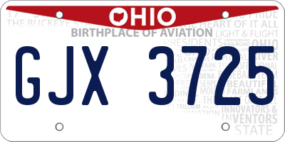 OH license plate GJX3725