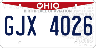 OH license plate GJX4026
