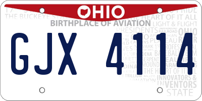 OH license plate GJX4114