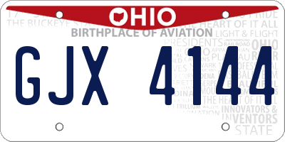 OH license plate GJX4144