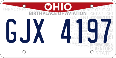 OH license plate GJX4197