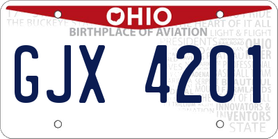 OH license plate GJX4201