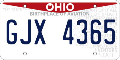 OH license plate GJX4365