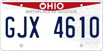 OH license plate GJX4610