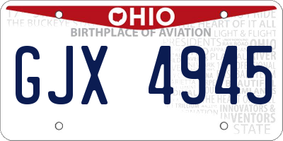 OH license plate GJX4945