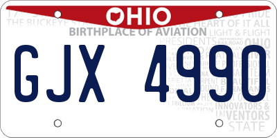 OH license plate GJX4990