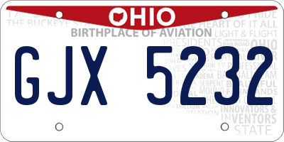 OH license plate GJX5232