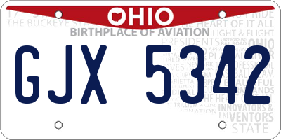 OH license plate GJX5342