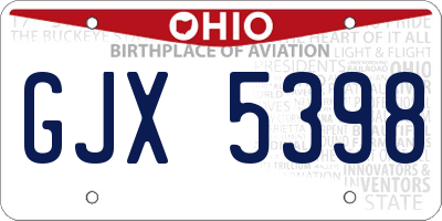 OH license plate GJX5398